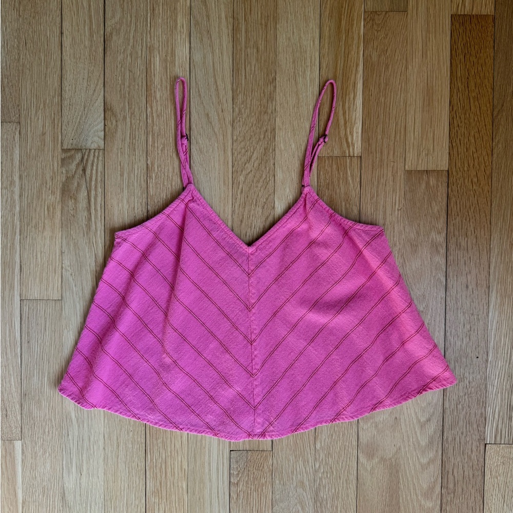 Madewell Pink Stripe Cropped Tank Top